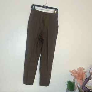 Max Mara Vintage Chocolate Brown Linen Tapered Trousers Pants 10